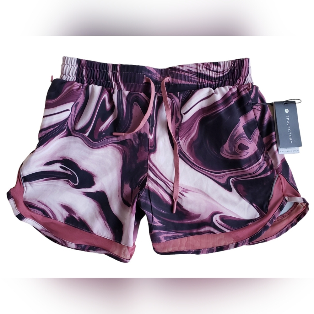 Trajectory Women's S Athletic Shorts Marble Print w pockets